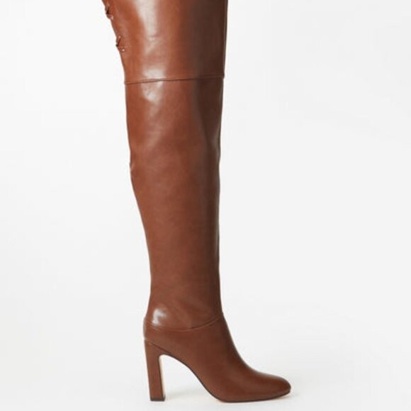 SHOEDAZZL OVER THE KNEE BOOTS FAUX LEATHER BLOCK HEEL INNER ZIP TRUE TO SIZE - Picture 1 of 10